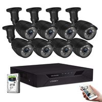 LONNKY 8CH Full HD 1080P Security Camera System,5-in-1 Surveillance DVR with 2TB Hard Drive and (8) 2.0MP Waterproof Outdoor Indoor Bullet Camera,Metal Housing,Free Remote Viewing,Email&App Alerts