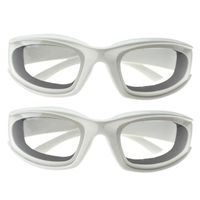 Haoun 2 Pack Onion Goggles Tear Free Kitchen Eye Glasses Onion Cutting Goggles with Inside Sponge (White)