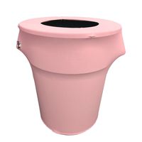 LA Linen Stretch Spandex Trash Can Cover 44-Gallon Round, Light Pink
