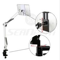 Universal Smartphone Tablet Stand (Sturdy Metal Arm, Padded Holder, Adjustable Mounting Clamp) for Tab Mobile Phone Any Other 4.0-10.6 Inch Screen Device - Price xes (White)
