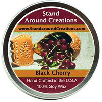 Premium 100% All Natural Soy Wax Aromatherapy Candle - 4oz Tin - Black Cherry: A sweet blend of rich vanilla and ripe cherries with a pinch of spicy clove.