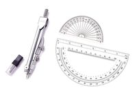 Drawing Compass and Plastic Math Protractors 180 Degree,4 Inch and 6 Inch,3 Piece Student Geometry Math Set (Style 1)