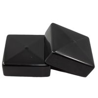 Prescott Plastics 3 Inch Square Black Vinyl End Cap, Flexible Pipe Post Rubber Cover ((A) Pack of 2 Caps)