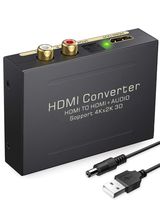 eSynic 4K HDMI Audio Extractor HDMI to HDMI + Optical TOSLINK SPDIF + Analog RCA L/R Stereo Audio Video Spiltter Adapter Converter Support 4K@30Hz 1080P Full HD 3D for Blu-ray Player PS3 PS4