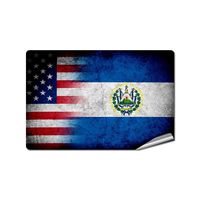 4" x 6" Decal / Sticker with Flag of El Salvador - Rustic w USA Flag - UV Resistant - Outdoor Quality - Lasts for years