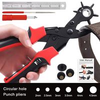 Leather Hole Punch Tool Set, Belt Hole Puncher Kit, Professional Puncher for Belt, Saddle, Watch Strap, Shoe, Leather, Fabric, Paper, Eyelet, Craft Projects, Easily Punches Perfect Round Holes