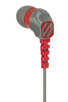 SCOSCHE hps200gyr Noise Isolation Earbuds 10.5mm drivers and Ear Clips - Retail Packaging - Grey/Red