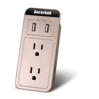 Wall Outlet Aocerbek Multi Outlet Wall Mount Adapter Surge Protector with Dual USB Charging Ports Quick Charge 3.0A 2 AC Outlets Extender with Phone/Tablet Stand Holder(Gold)