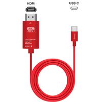 USB C to HDMI Cable(4K@60Hz), Olimp USB Type-C to HDMI Cable Adapter [Thunderbolt 3 Compatible] for MacBook Pro 2018/2017, MacBook Air/iPad Pro 2018, Surface Book 2, Samsung S10, and More, 6.6ft/Red