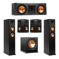 Klipsch 5.1 System with 2 RP-250F Tower Speakers, 1 RP-250C Center Speaker, 2 Klipsch RP-240S Surround Speaker, 1 Klipsch R-112SW Subwoofer + AudioQuest Bundle