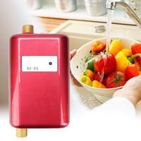 Mini Electric Tankless Instant Hot Water Heater, Red Mini Cold Hot Dual Use Water Heater for Home Bathroom Kitchen Washing(US)