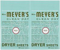 Mrs. Meyer's Clean Day Dryer Sheets - Basil - 80 ct - 2 pk