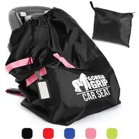 Gorilla Grip Car Seat Bag Backpack with Pouch, Free Luggage Tag, Universal Size Airplane Travel Bags Fits Most Carseats, Adjustable Padded Straps, Gate Check, Flying with Baby, Easy Carry, Pink Straps