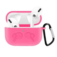 QIENGO Compatible for Airpods Pro Silicone Case Cover with Keychain, Visible Front LED, Scratchproof&Shockproof Protective Cover Compatible for Airpod Pro/Airpods 3(BarPink)