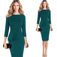 Hemlock Business Dress Lady, Women's Bodycon Dress Formal Dress Office Lady Dress Elegant Tunic Dress (M, Green)