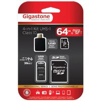Gigastone MicroSDXC 64GB C10 U1 With 3 Adapters