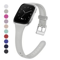 MEFEO Compatible with Fitbit Versa Bands, Slim Soft Silicone Sport Band Thin Narrow Wristband Replacement Strap for Fitbit Versa/Versa 2/Versa Lite Edition Women Men (Gray, Large)