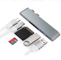 USB C Hub, Sunteck MacBook Pro Adapter with Type-C Pass-Through Charging, 40Gbs Thunderbolt 3, SD/TF Card Reader and 2 USB 3.0 for Newest 13" or 15" MacBook Pro 2017 and 2016 (Space Grey)