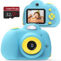 VanTop Junior K5 Kids Camera, 1080P HD Mini Video Camera for Children w/ 32GB Memory Card, 8MP Selfie Len, 2inch IPS Screen, Card Reader, Carrying Bag, Cartoon Sticker, Lanyard