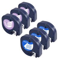 6-Pack Equivalent Dymo Letratag Refills White Plastic 91331, Clear Plastic Tapes 16952, 1/2'' W x 13' L Compatible with Dymo LetraTag Plus LT100H LT100T QX50