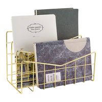 MORIGEM Mail Organizer, 3-Slot Mail Holder, Mail Desk Organizer for Mails, Letters, Books, Postcards and More, Mail Sorter Gold