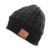 RQN Bluetooth Music Soft Hat Warm Velvet Beanie with Stereo Headphone Speaker Wireless Mic Hands-Free for Men Women Winter Outdoor Sports Running Skiing Christmas Birthday Gift (Twist-Black-Velvet)