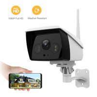 famisafe Wireless Outdoor Camera, IP Camera HD 2MP Floodlight 2.4G Wi-Fi with 2-Way Audio, Motion Detection, Night Vision, Remote Monitor for Baby Pet Elder, Work with Alexa (Android/iOS)