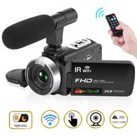 Camcorder Digital Video Camera, Camcorder with Microphone WiFi IR Night Vision Full HD 1080P 30FPS 3" LCD Touch Screen Vlogging Camera with Remote Control (V2)