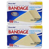 Pure-Aid Extra Large Sheer Bandage-10ct (2 Pack)