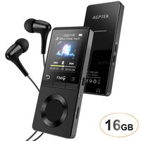 AGPTEK 16GB Metal MP3 Player Loud Speaker, Lossless Music Player Supports FM Radio Recording HD Headphones, Expandable up to 128GB, Black, M16