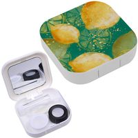 Portable Contact Lens Case Box Travel Kit Mirror + Bottle + Tweezers Container Holder [ Watercolor Lemon ]
