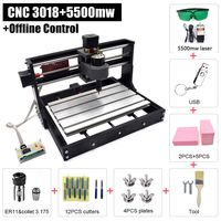 Upgraded CNC 3018 PRO 5500mw Laser Engraver 2 in 1 CNC Cutting and Engraving Machine with Offline Control,GRBL Control Class 4 Desktop 3 Axis CNC Router Kit for Wood, Acrylic & PVC