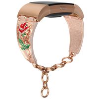 somoder Floral Bands Compatible with Fitbit Charge 2, Vintage Chain Jewelry Cuff Bracelet Replacement for Fitbit Charge 2 Bands [Rose Floral Version]
