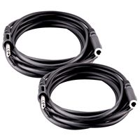Seismic Audio Pair of 12 Foot Headphone Extension Cables-1/4 Inch Male to TRS Female (SA-HPE12-2Pack