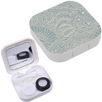 Portable Contact Lens Case Box Travel Kit Mirror + Bottle + Tweezers Container Holder [ Fish Hearts ]