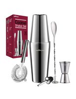 Cocktail Shaker, Martini Shaker, Drink Shaker, Cocktail Shaker Set 6 Piece, Boston Shaker, Bar Set, Cocktail Strainer, Bar tools, Bartender Kit, Stainless Steel Double Measuring Jigger, Mixing Spoon