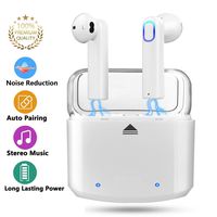 Truly Wireless Earbuds, True Wireless Headphones, TWS Wireless Earbuds, 5.0 True Wireless Bluetooth Earbuds Noise Canceling HD Stereo Sound, Sweatproof with Mic for Office/Driving/Running (White)