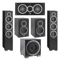 Elac 5.1 System with 2 Debut F6 Floorstanding Speakers, 1 Debut C5 Center Speaker, 2 Debut B5 Bookshelf Speakers, 1 Debut S10EQ Subwoofer