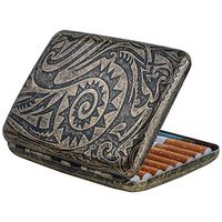 Vintage Metal Cigarette Case Box-Credit Card Case with Double Sided Spring Clip Open Pocket Holder