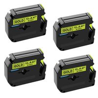 Buyalot Compatible MK831 M831 Tape Replacement for Brother Ptouch Label Maker PT-M95 PT-65 PT-85 PT-45 12mm 0.47 Inch Black on Gold, 26.2 Feet, 4-Pack