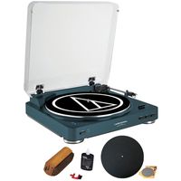Audio-Technica Wireless Belt-Drive Stereo Turntable with RCA D4+ Vinyl Record Cleaner, Navy + Silicone Rubber Universal Turntable Platter Mat