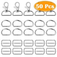 Paxcoo 50Pcs Keychain Bulk with Key Chain Swivel Hook D Rings and Slide Buckles for Handbag Purse Hardware Craft