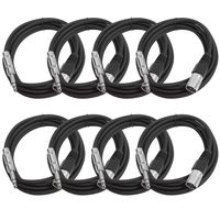SEISMIC AUDIO - SATRXL-M10-8 Pack of Black 10' XLR Male to 1/4" TRS Patch Cables