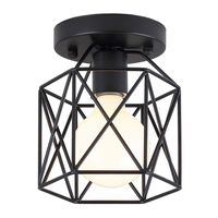 KOONTING Retro Vintage Industrial Flush Mount Ceiling Light, Mini Painting Metal Pendant Light Ceiling Light Fixture for Hallway Stairway Bedroom Kitchen, Black.