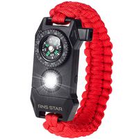 RNS STAR Paracord Survival Bracelet 6-in-1 - Hiking Gear Traveling Camping Gear Kit - 70% Bigger Compass LED SOS Emergency Function Flashlight,Fire Scrapper,Flint Fire Starter,Survival Knife