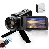 Video Camera Camcorder, Digital YouTube Vlogging Camera FHD 1080P 30FPS 24MP 16X Digital Zoom 3 Inch Touch Screen Video Recorder with Remote Control and Tripod, 2 Batteries