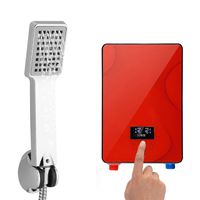 Tankless Instant Electric Hot Water Heater Boiler 6500W 220V Bathroom Shower Set Safe Intelligent Automatically for Home Bathroom Shower (Red)