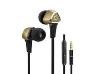 Cellet Premium 3.5mm Hands Free Stereo in-Ear Headphones with Built-in Microphone and Multi-Function Remote - Retail Packaging - Gold