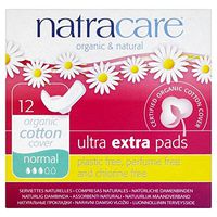 Natracare Organic Cotton Ultra Extra Normal Pads with Wings 12 per pack (PACK OF 6)