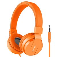 Kids Headphones, gorsun Lightweight Stereo Portable Wired Headphones for Kids Adults Adjustable Headband Headset for Cellphones Smartphones iPhone Laptop Computer Mp3/4 Earphones(Orange)
